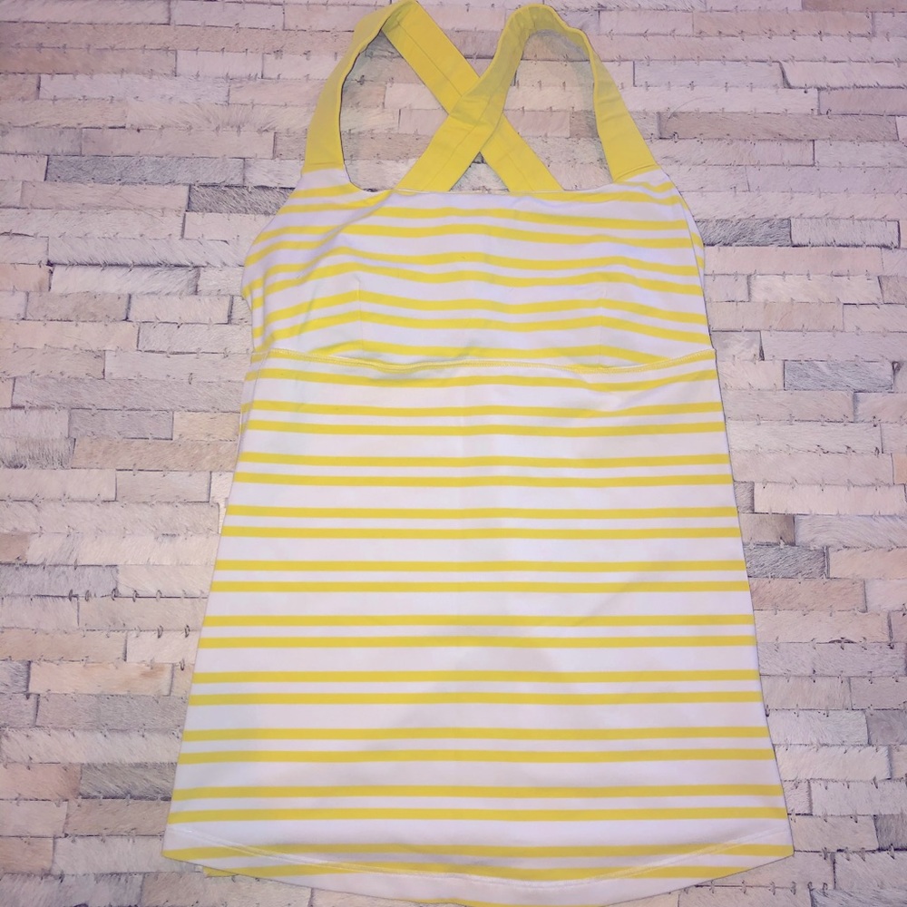 Lululemon yellow and white tank top - size 2